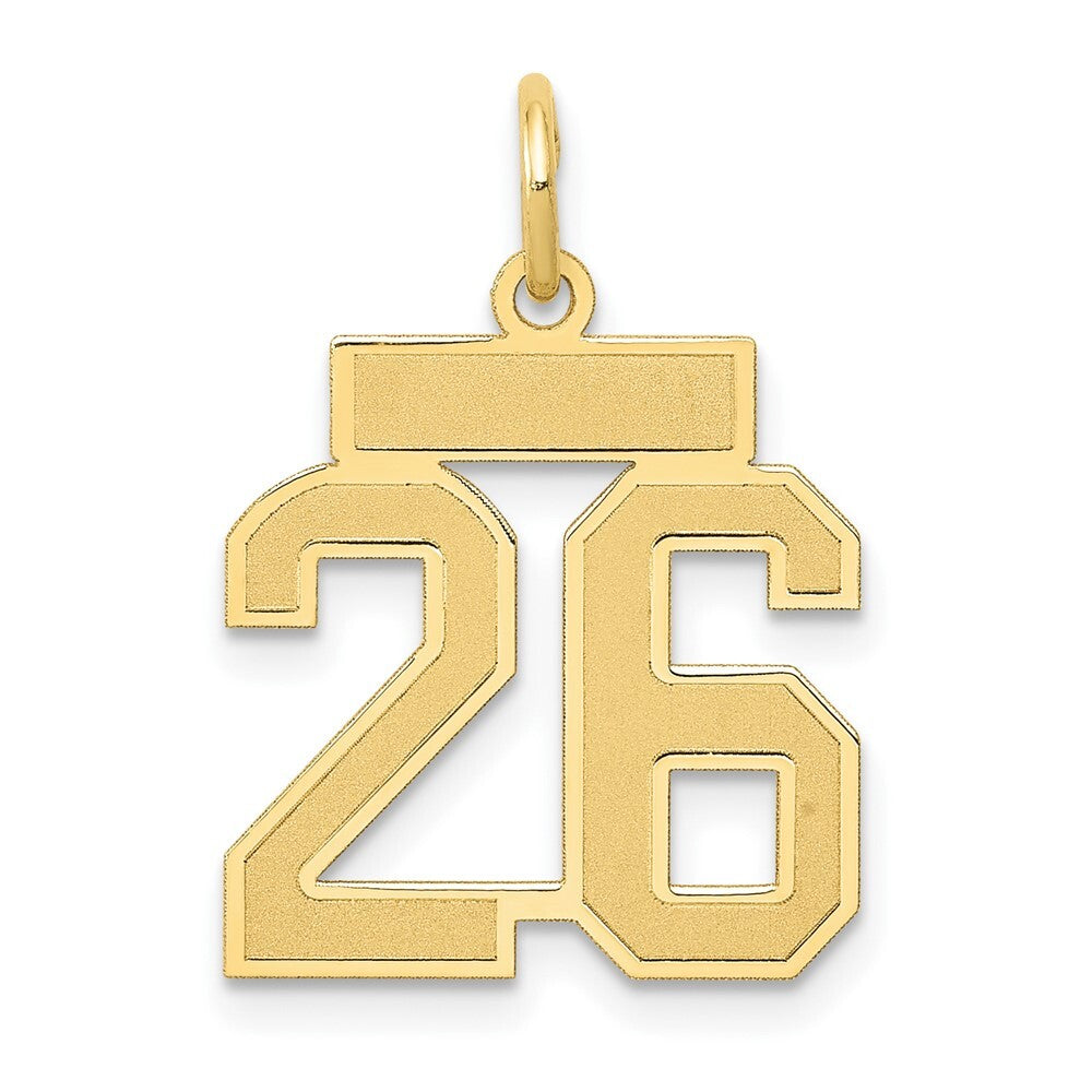 14k Yellow Gold Small Satin Number 26 Charm Pendant for Women