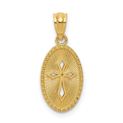 14k Yellow Gold Gold Polished Small Cross Medal Pendant for Women