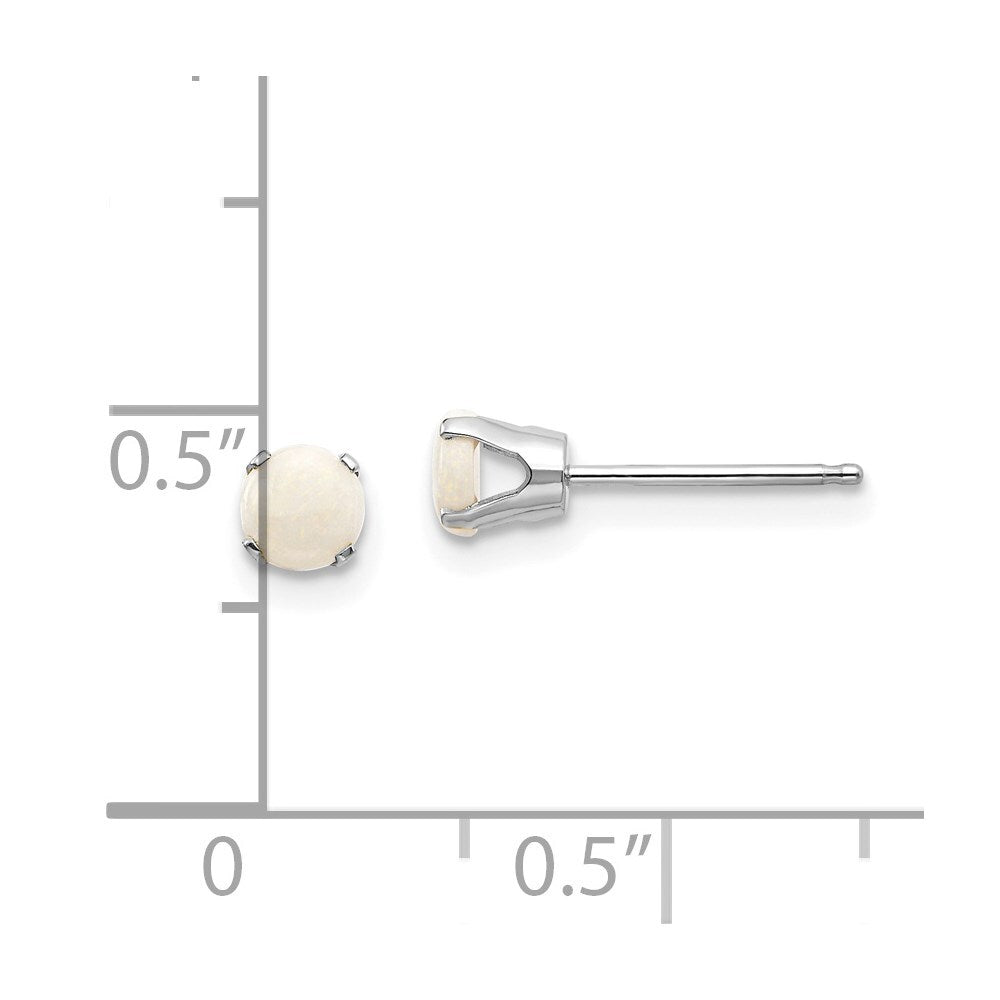 14k White Gold 4mm Opal Stud Earrings Gift for Women