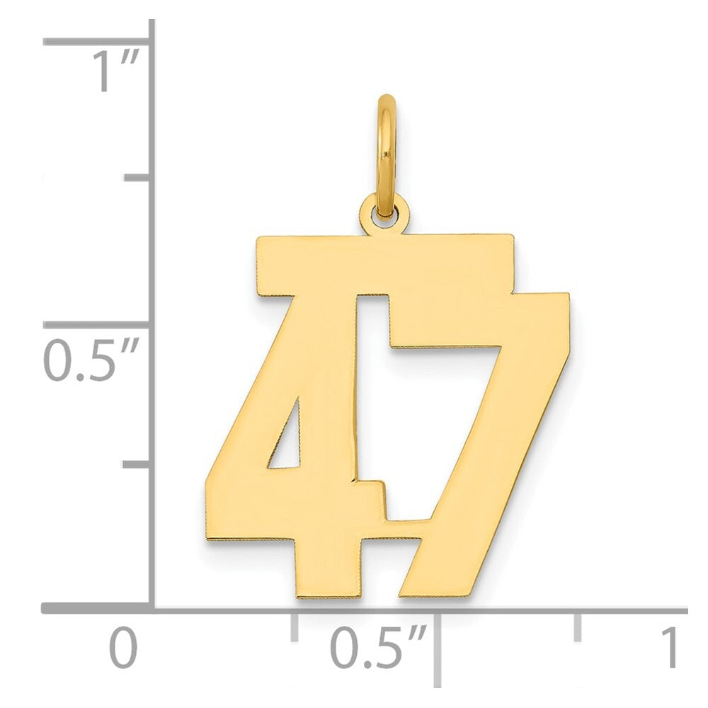 14k Yellow Gold Medium Polished Number 47 Charm Pendant for Women