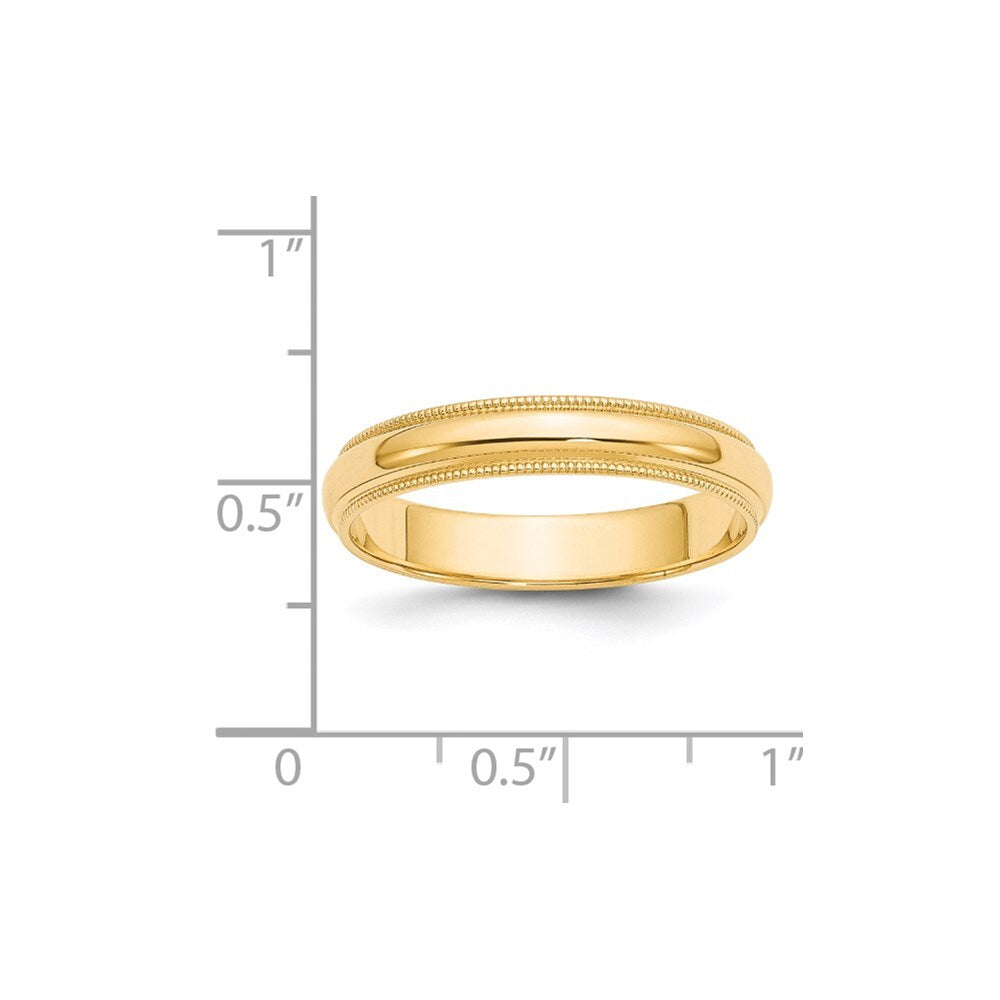 14K Yellow Gold Yellow Gold 4mm Milgrain Half Round Wedding Band Size 8