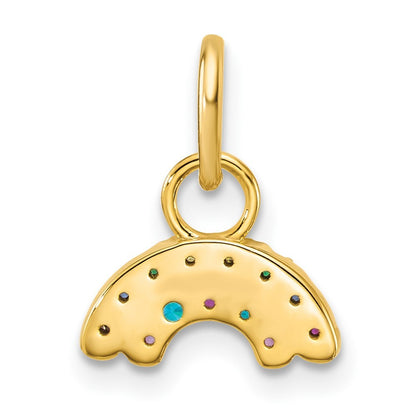 14k Yellow Gold Polished Multi-color CZ Double Rainbow Charm