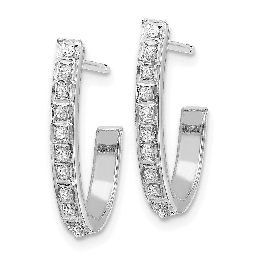 14k White Gold Diamond Fascination Hoop Earrings Gift for Women