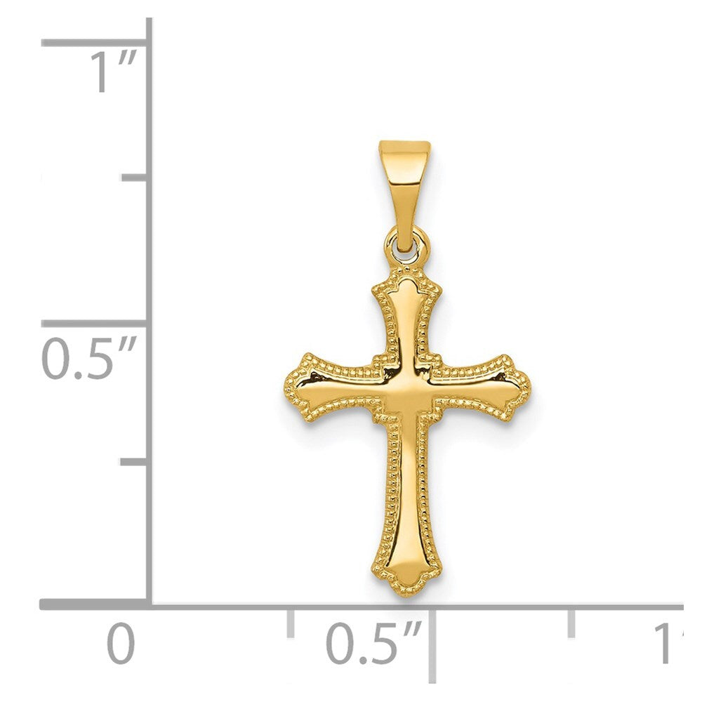 14k Yellow Gold Budded Cross Charm Pendant for Women