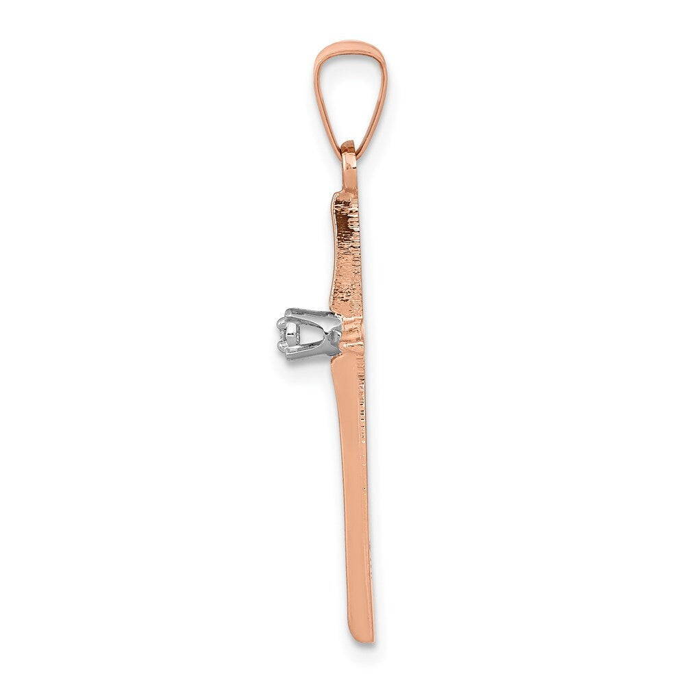 14k Rose Gold Diamond Cross Pendant for Women