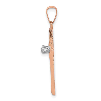 14k Rose Gold Diamond Cross Pendant for Women