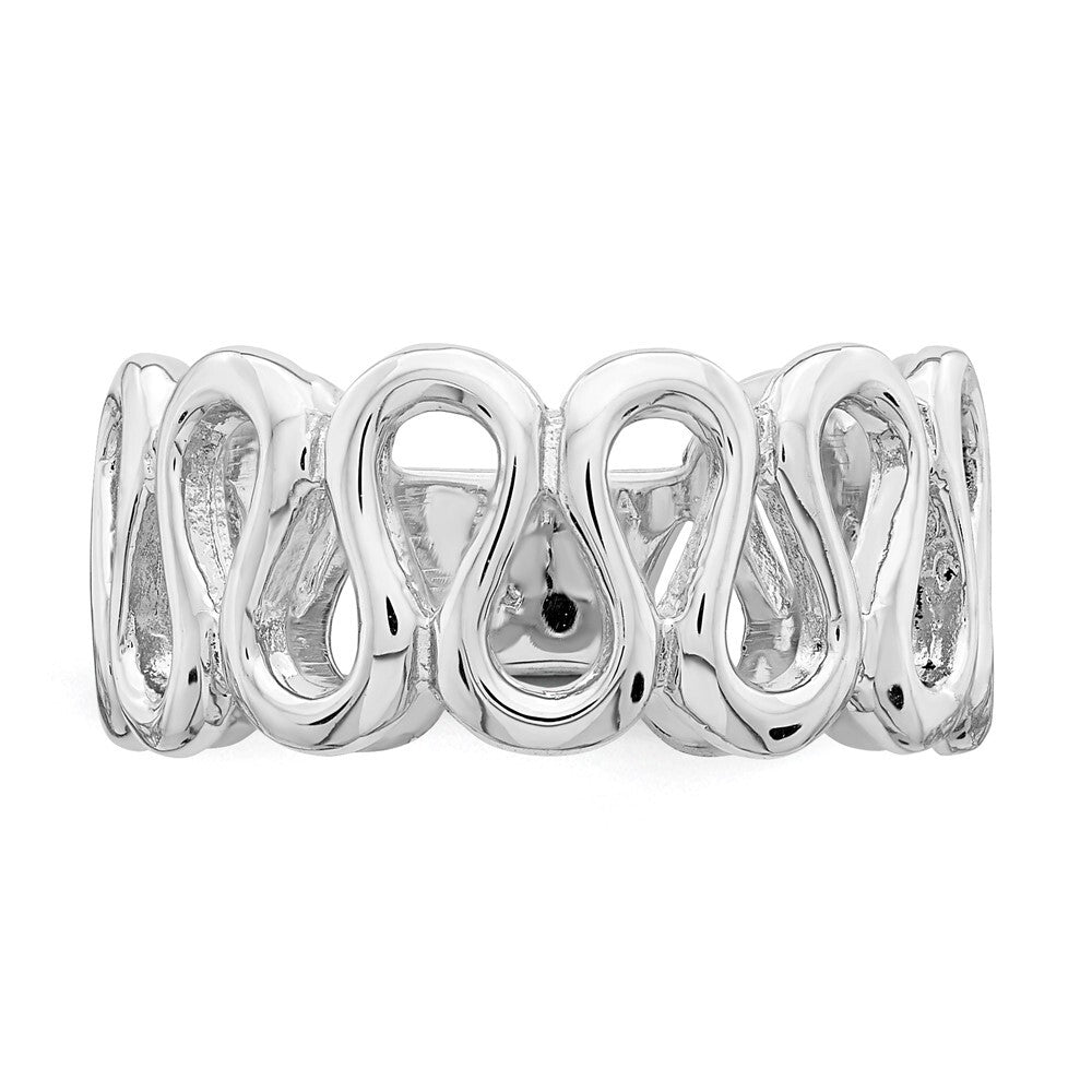 Sterling Silver Rhodium-plated Fancy Swirls Band Size 6