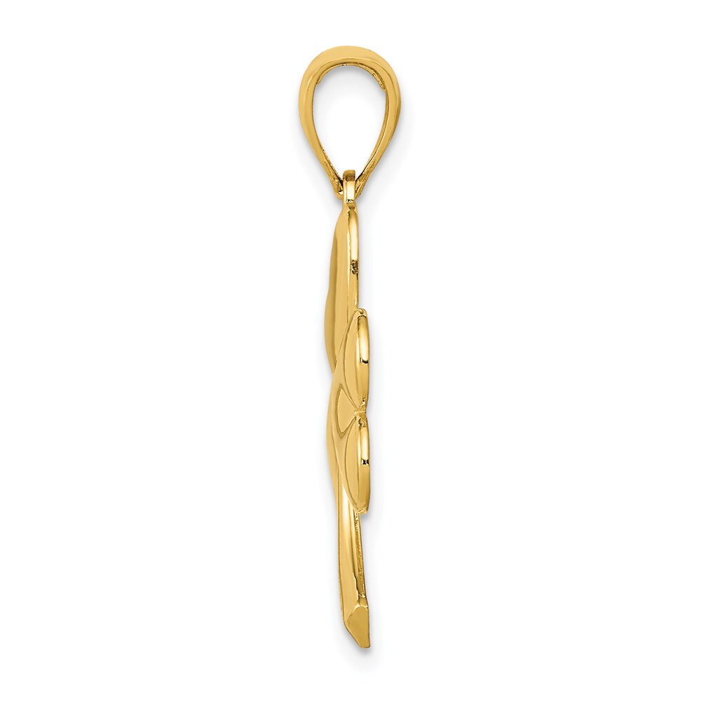 14k Yellow Gold Shamrock Charm Pendant for Women