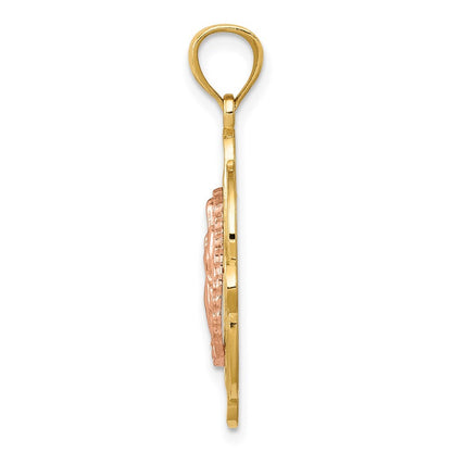 14k Two-tone Gold Rose Virgin Mary Pendant for Women