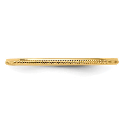 14K Yellow Gold Yellow Gold 1.2mm Milgrain Stackable Band Size 10