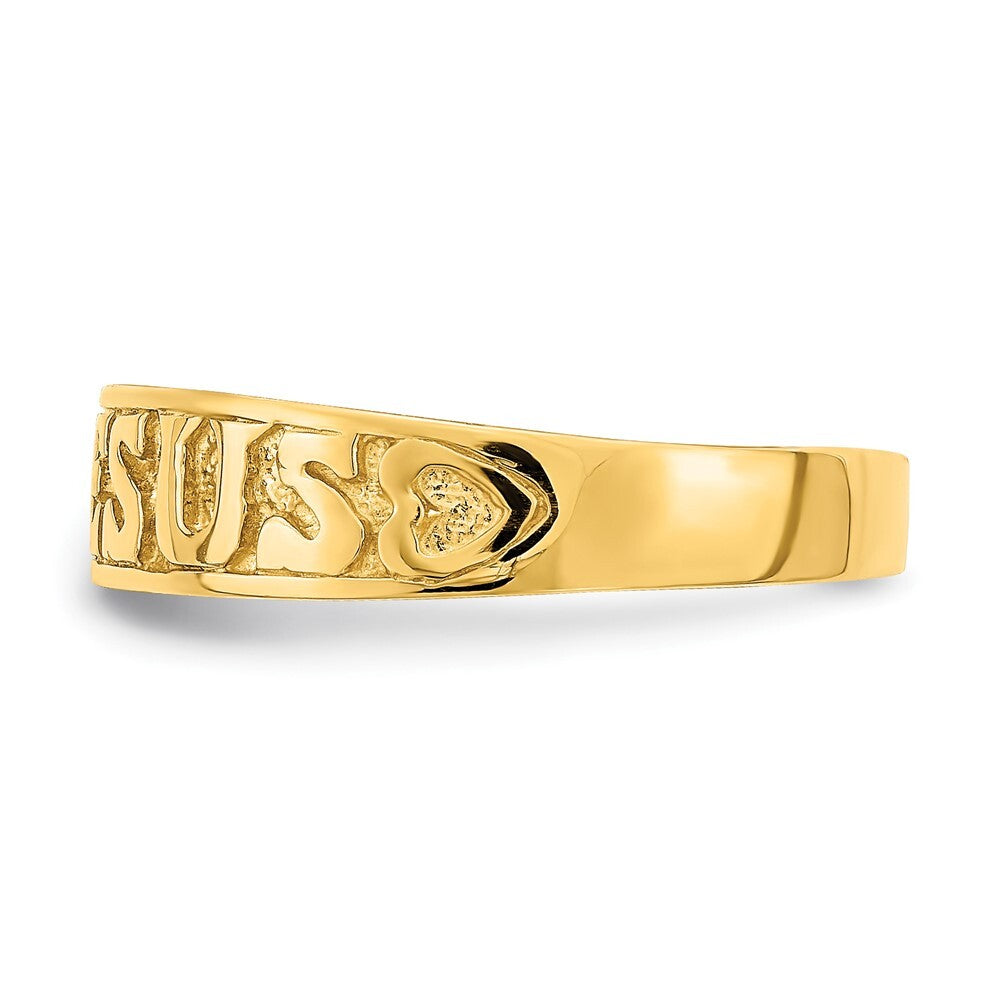 14K Yellow Gold Gold Polished Jesus w/Hearts Ring