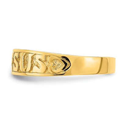 14K Yellow Gold Gold Polished Jesus w/Hearts Ring