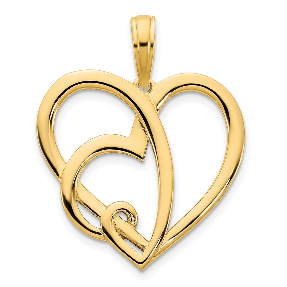 14k Yellow Gold Heart in a Heart Pendant for Women