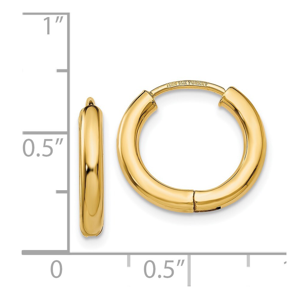 14k Yellow Gold Polished Hollow Hoop Earrings Gift for Women