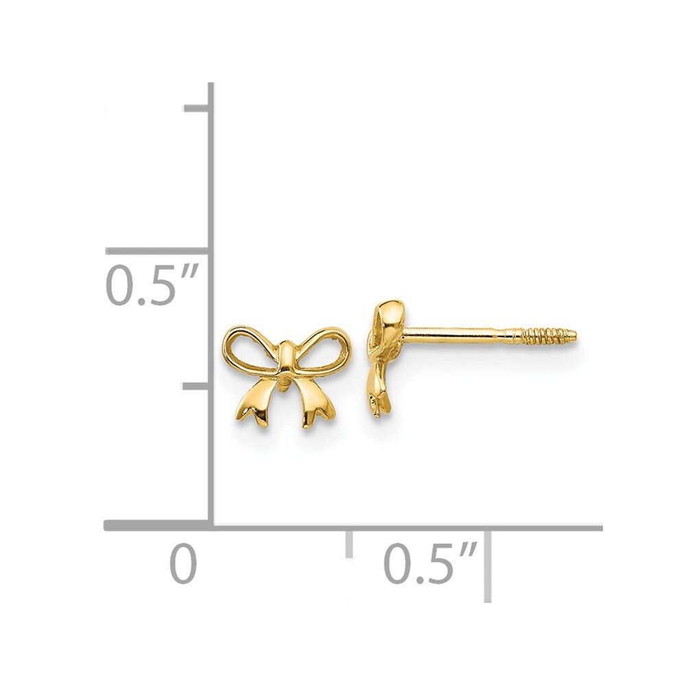 14k Yellow Gold Bow Stud Earrings