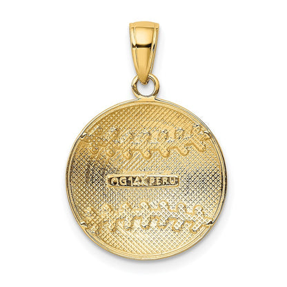14k Yellow Gold Polished Baseball Charm Pendant for Women