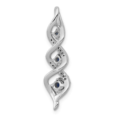 14k White Gold Diamond/.26 Sapphire 3-stone Twisted Chain Slide Pendant