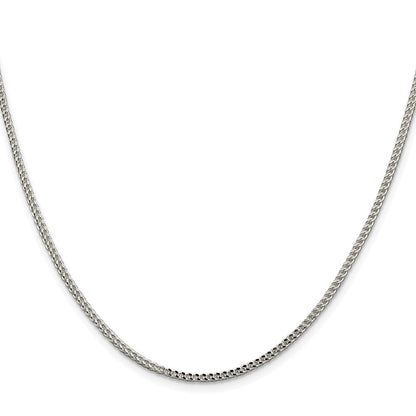 Sterling Silver Rhodium-plated 2mm Diamond-Cut Square Franco Chain Necklace