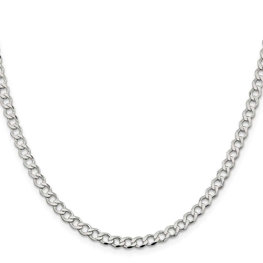 Sterling Silver 4.5mm Semi-solid Flat Curb Chain Necklace