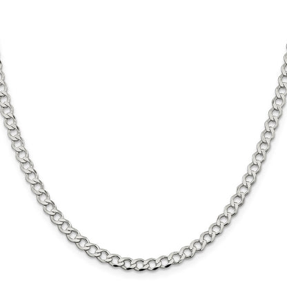 Sterling Silver 4.5mm Semi-solid Flat Curb Chain Necklace