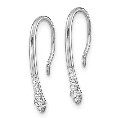 14k White Gold Polished Diamond Drop Wire Stud Earrings Gift for Women