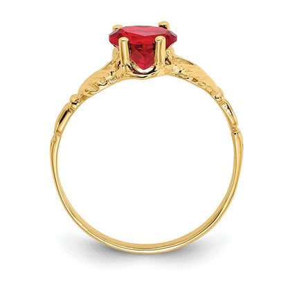 14K Yellow Gold July CZ Birthstone Claddagh Ring