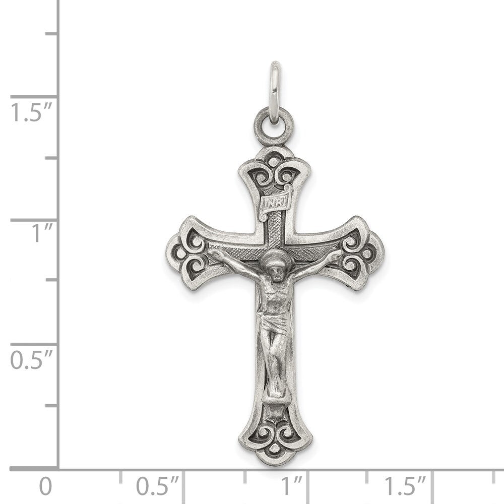 Sterling Silver Antiqued INRI Crucifix Pendant Holiday Gift for Women