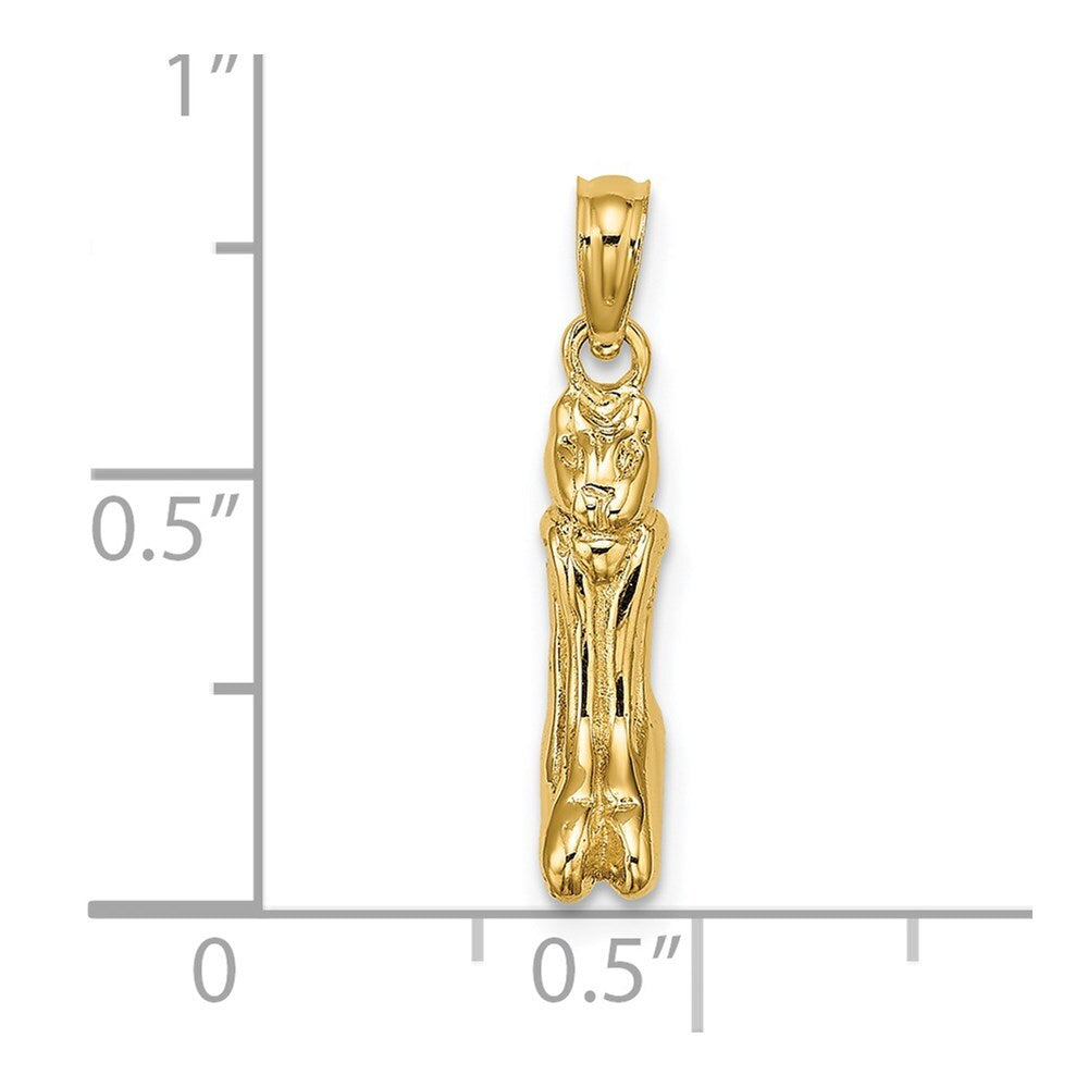 14k Yellow Gold 3D Polished MARCO ISLAND Cat Charm Pendant for Women