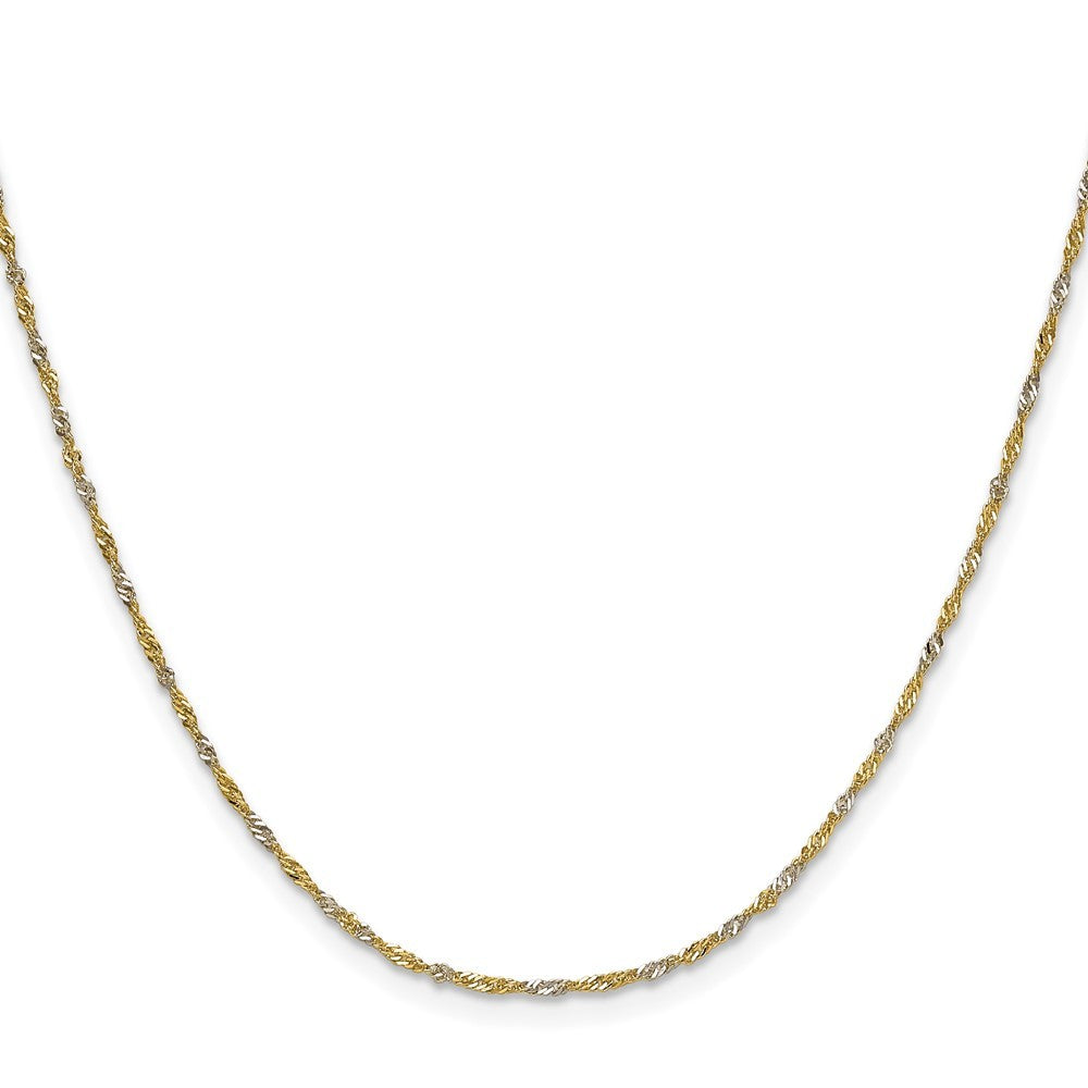 14k Yellow Gold Yellow Gold with Rhodium 1.4mm Singapore Chain Necklace