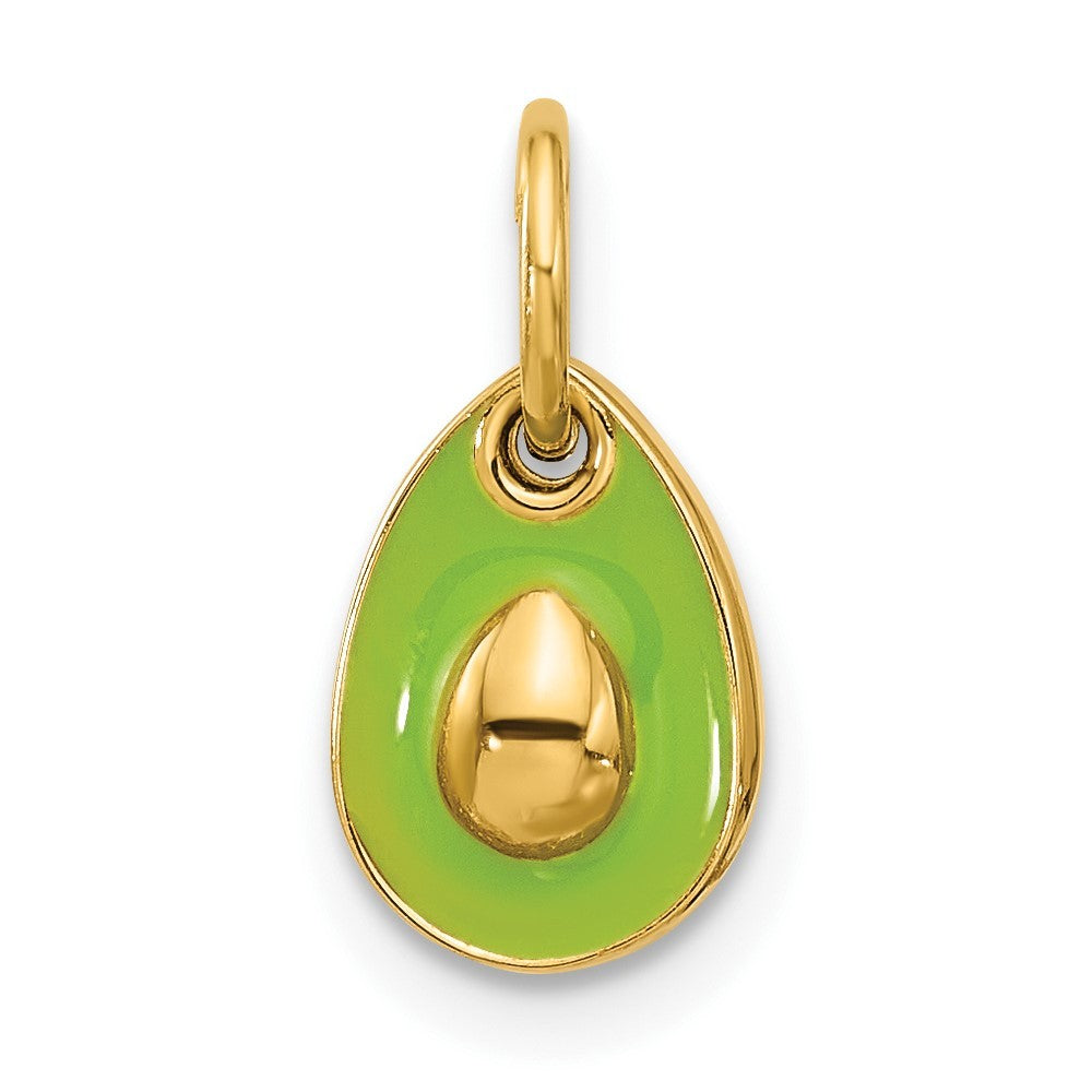 14k Yellow Gold Fancy Avocado With Green Epoxy