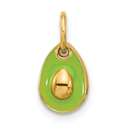 14k Yellow Gold Fancy Avocado With Green Epoxy