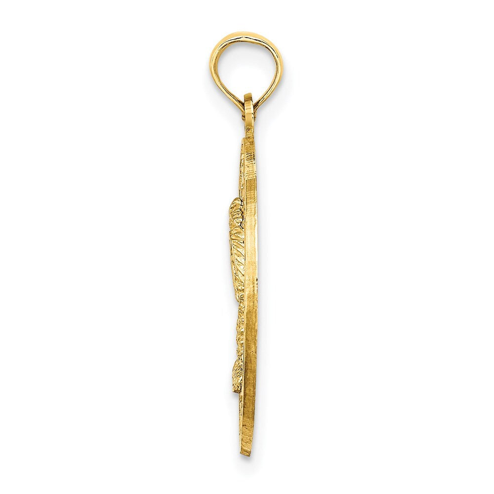 14k Yellow Gold MYRTLE BEACH Palm Tree Circle Charm Pendant for Women