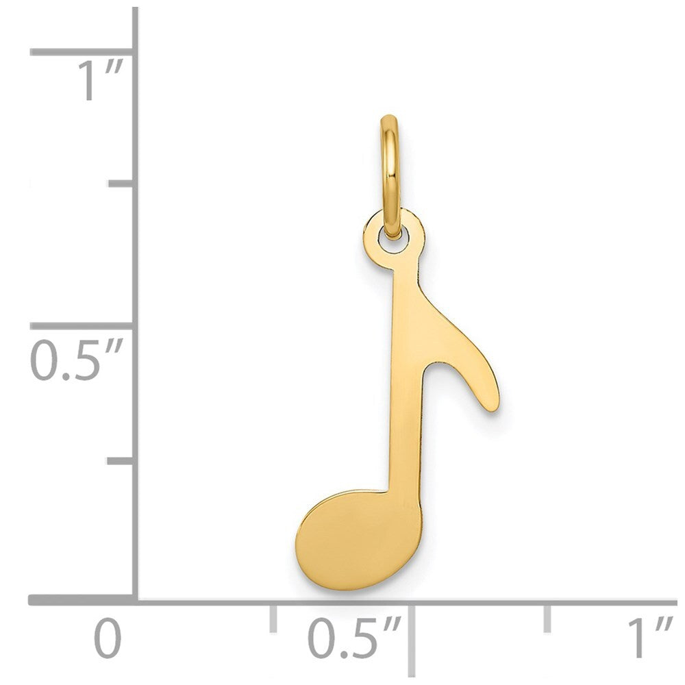 14k Yellow Gold Polished Musical Note Charm Pendant for Women