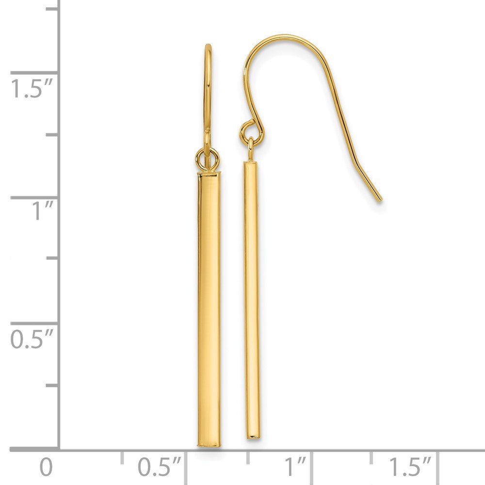 14k Yellow Gold Bar Dangle Earrings