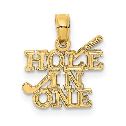 14k Yellow Gold HOLE IN ONE w/Golf Club Charm