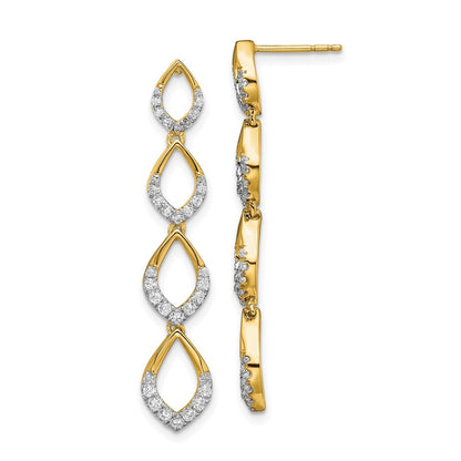14k Yellow Gold Polished Dangle Diamond Earrings