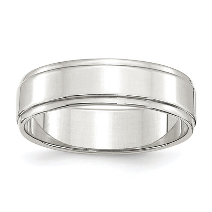Sterling Silver 6mm Flat with Step Edge Size 10 Band Ring