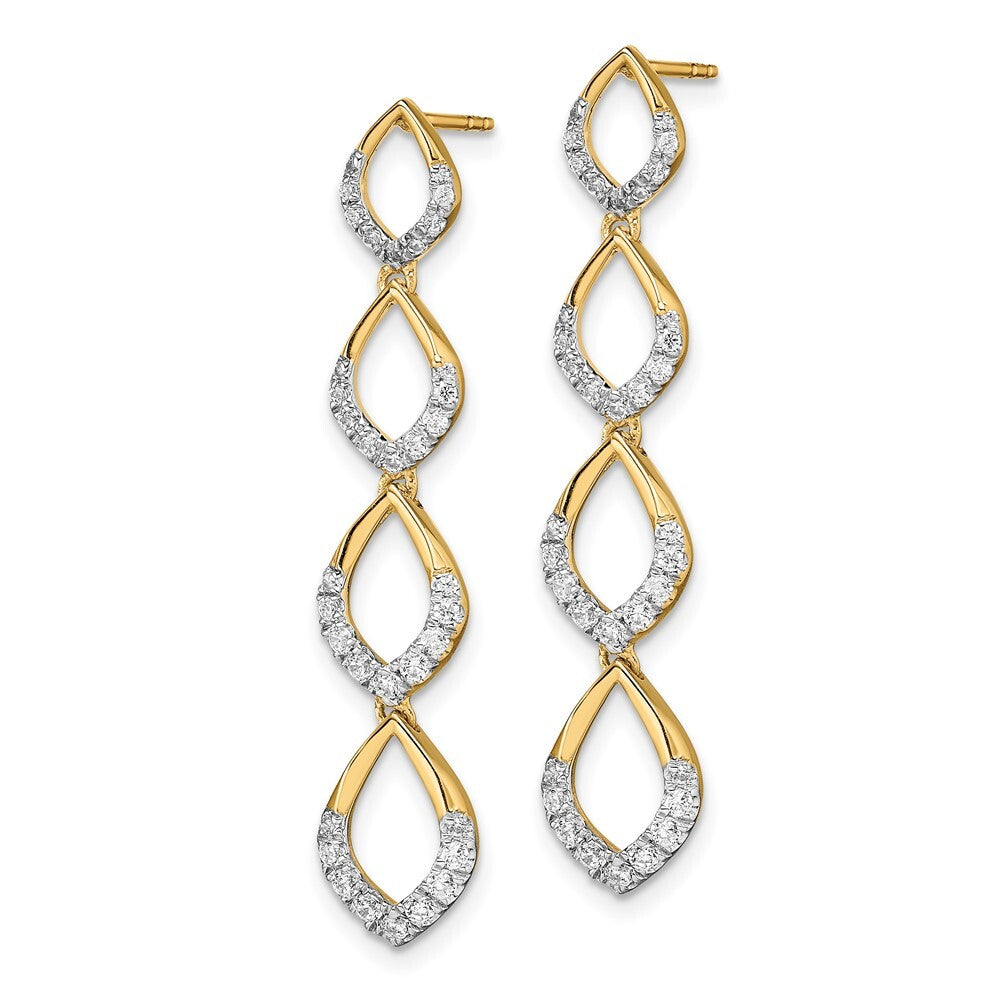 14k Yellow Gold Polished Dangle Diamond Earrings