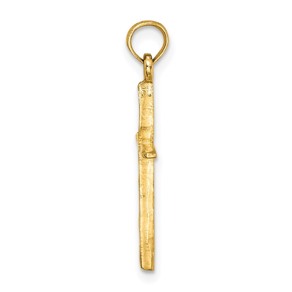 14k Yellow Gold Diamond-Cut with Tapered Ends Cross Charm Pendant for Women