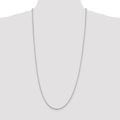 Sterling Silver 2mm Diamond-cut Round Box Chain