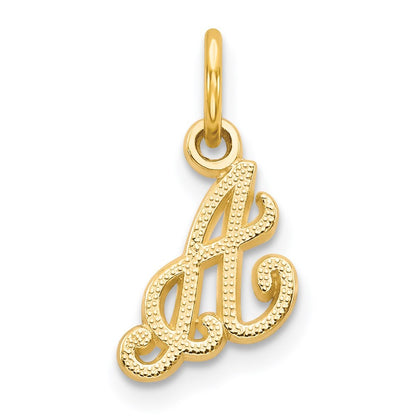 14k Yellow Gold Script Letter A Initial Charm