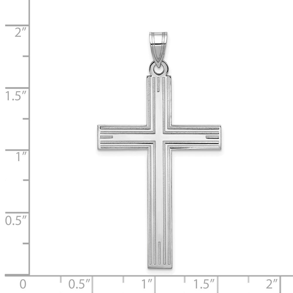14k White Gold Solid Laser Etched Cross Pendant for Women