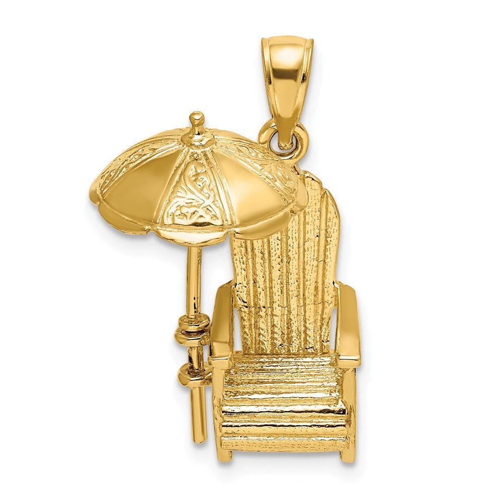 14k Yellow Gold 3-D Beach Chair w Umbrella Charm