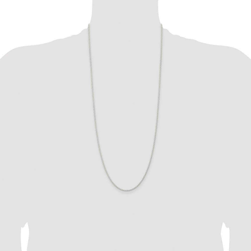 Sterling Silver Rhodium-plated 1.8mm Solid Rope Chain