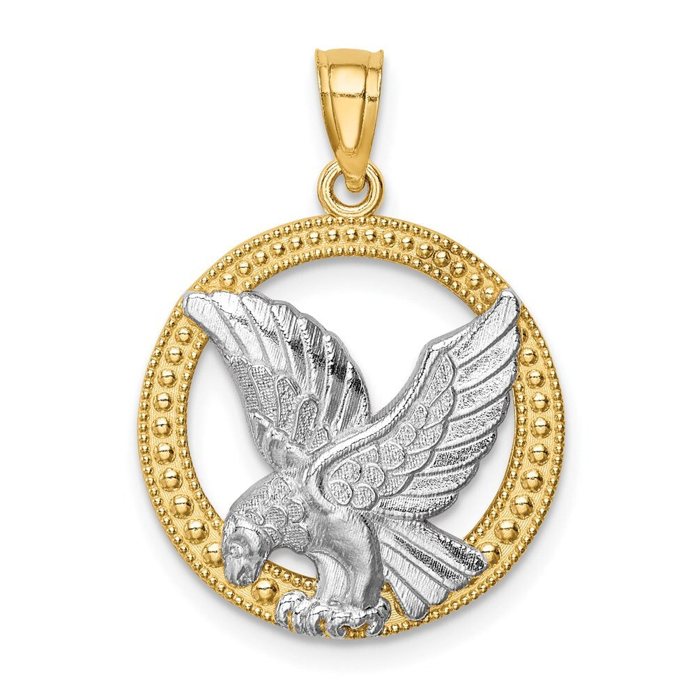 14k Yellow Gold Rhodium Eagle Pendant for Women