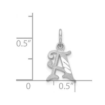 14K White Diamond-cut Letter A Initial Charm