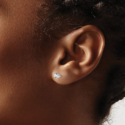 14k White Gold 4mm White Topaz Stud Earrings Gift for Women