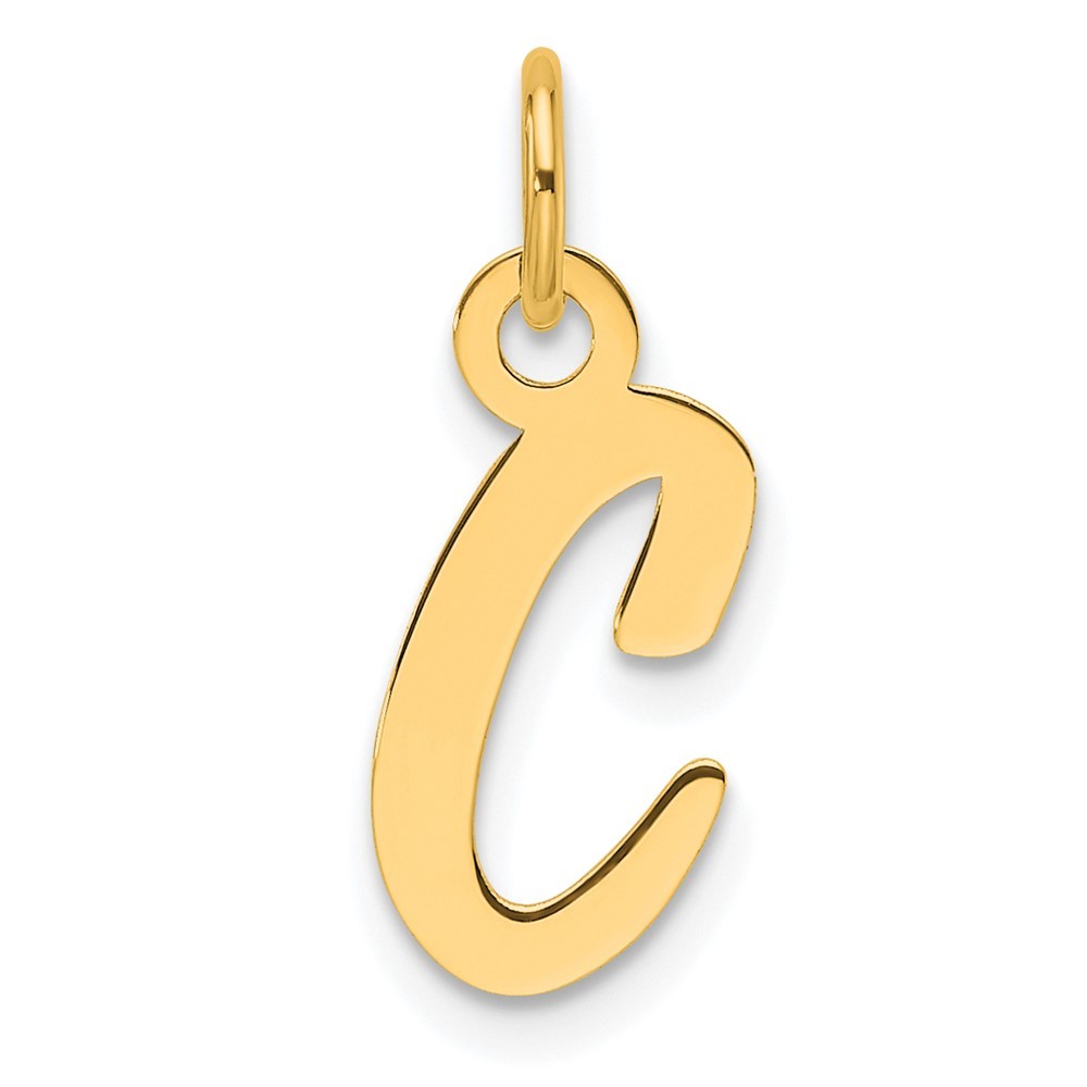 14k Yellow Gold  Slanted Block Letter C Initial Charm