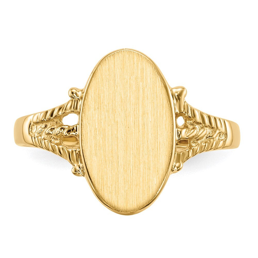 14K Yellow Gold 14.0x8.5mm Closed Back Signet Ring