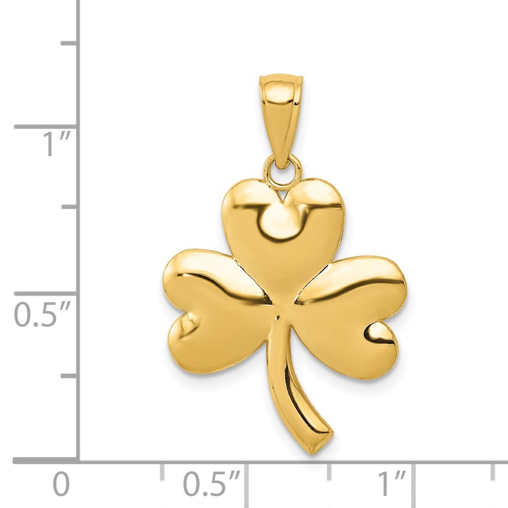 14k Yellow Gold Shamrock Charm Pendant for Women